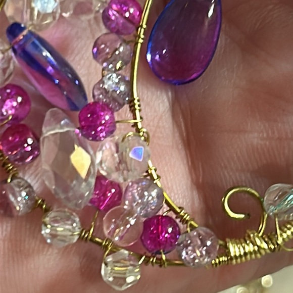 Wire-wrapped Beaded  Sun/Moon Pendant - Picture 3 of 9